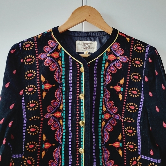 Vintage Saxton Hall Velvet Ethnic Print Jacket - Picture 3 of 10
